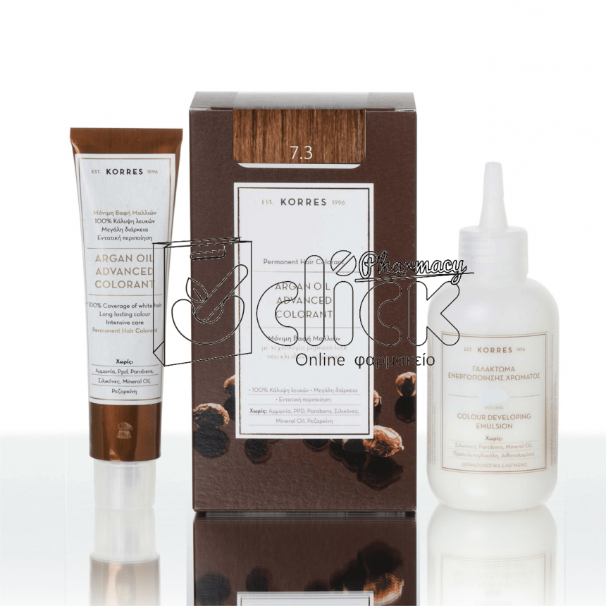 KORRES ΒΑΦΗ ΜΑΛΛΙΩΝ ARGAN OIL ADVANCED COLORANT - 7.3 Ξανθό μελί 