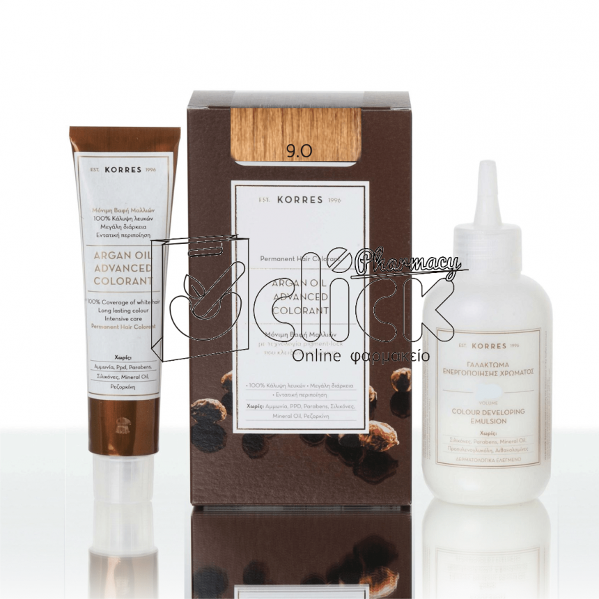 KORRES ΒΑΦΗ ΜΑΛΛΙΩΝ ARGAN OIL ADVANCED COLORANT - 9.0 Κατάξανθο φυσικό 
