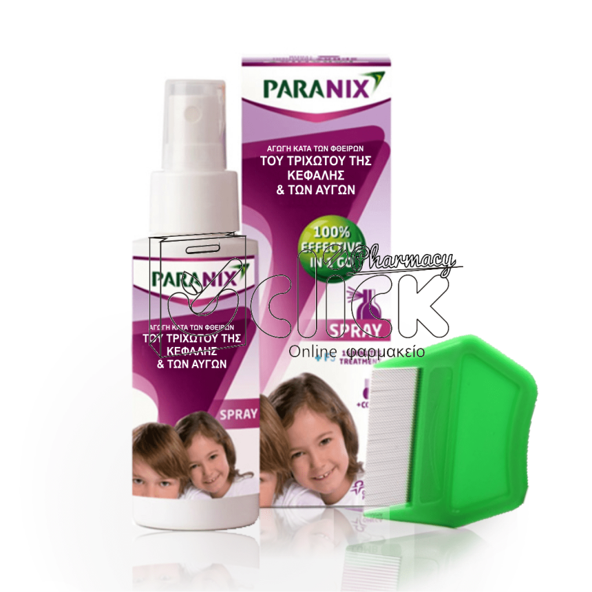 PARANIX Spray Aγωγή που εξαλείφει Ψείρες & Κόνιδες με μία Εφαρμογή 100ml + Χτένα PARANIX Spray Aγωγή που εξαλείφει Ψείρες & Κόνιδες με μία Εφαρμογή 100ml + Χτένα