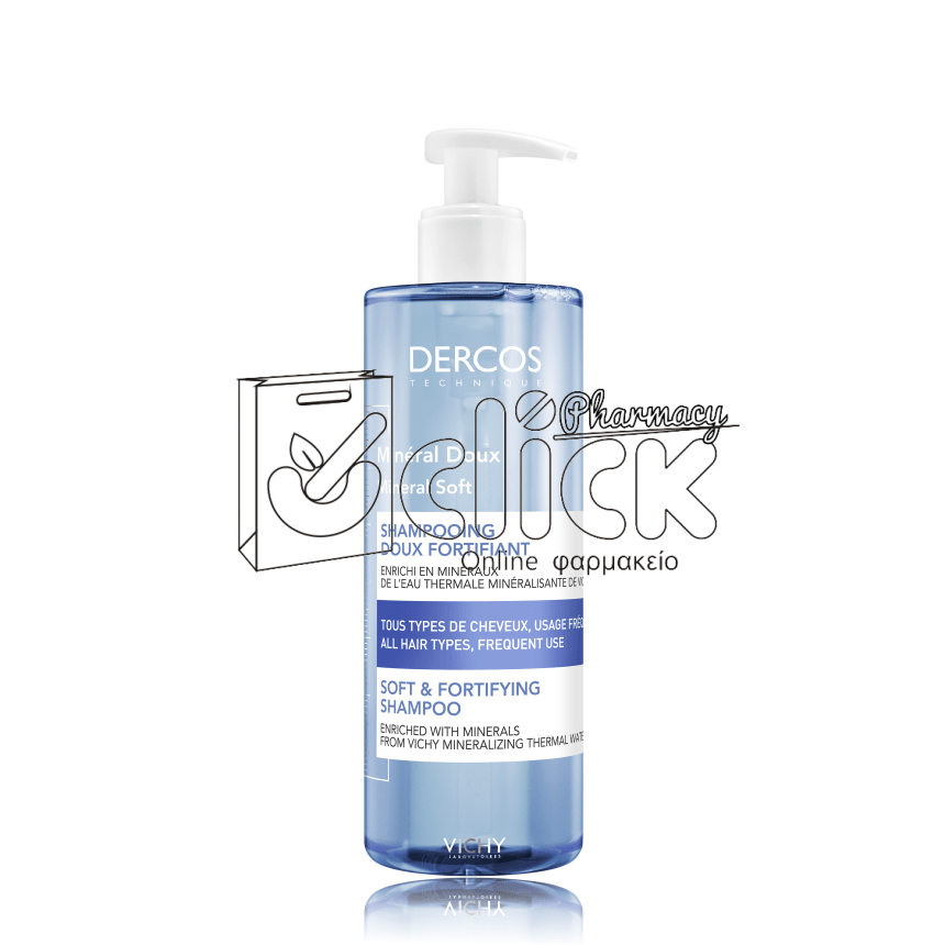 VICHY Dercos Shampoo Mineral Απαλό & Τονωτικό Καθημερινό Σαμπουάν για όλη την οικογένεια 400ml