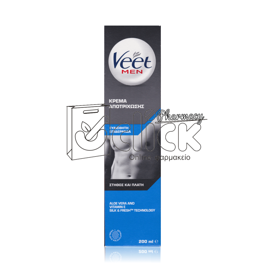 VEET FOR MEN Κρέμα Αποτρίχωσης για Στήθος & Πλάτη για Ευαίσθητη Επιδερμίδα 200ml