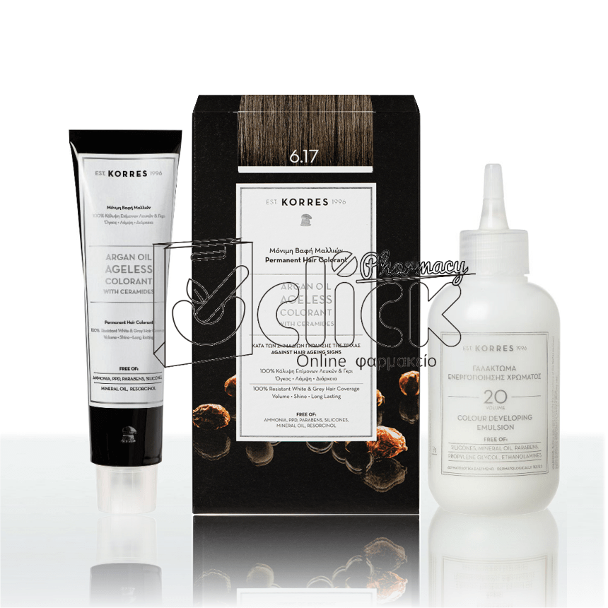 KORRES ΒΑΦΗ ΜΑΛΛΙΩΝ ARGAN OIL AGELESS COLORANT - 6.17 Ξανθό σκούρο μπεζ