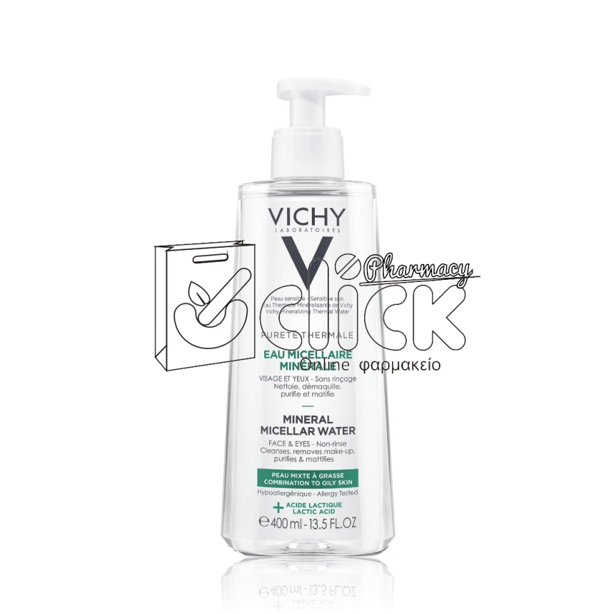 VICHY Purete Thermale Micellar Water Mixed & Oily - για Κανονική/Μικτή Επιδερμίδα 400ml