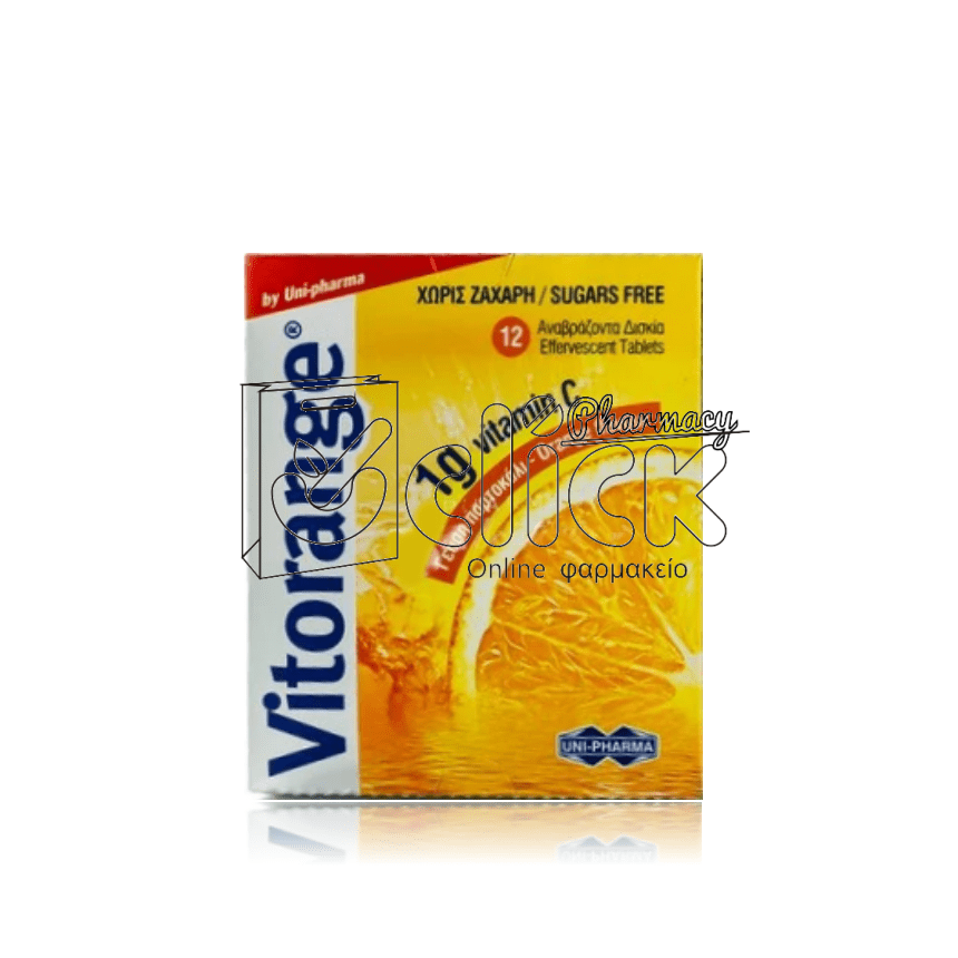VITORANGE VITAMIN C 1g 12 αναβράζοντα δισκία Πορτοκάλι