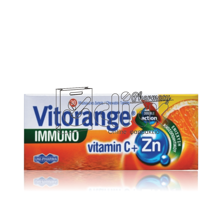 UNI-PHARMA Vitorange Immuno Vitamin C + Zn 30 μασώμενα δισκία