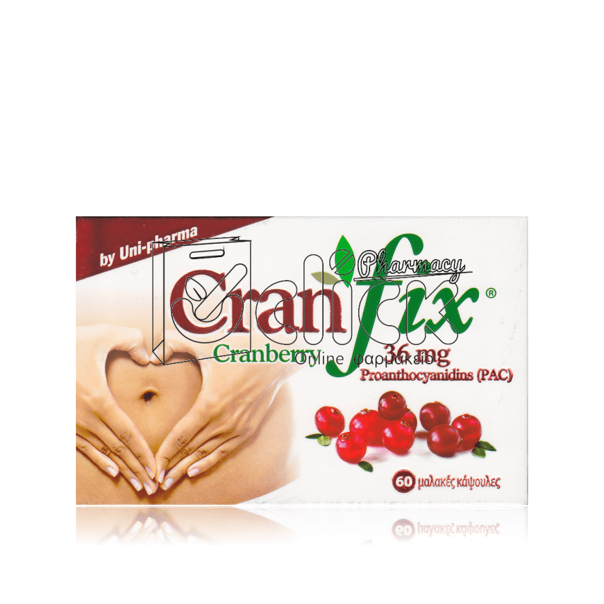 UNI-PHARMA Cranfix Cranberry 36mg για την Αντιμετώπιση της Ουρολοίμωξης 60 κάψουλες
