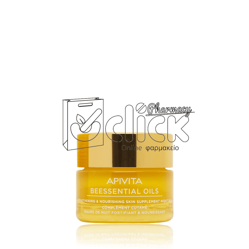 APIVITA Beessential Oils Balm Προσώπου Νύχτας Συμπλήρωμα Ενδυνάμωσης & Θρέψης 15ml