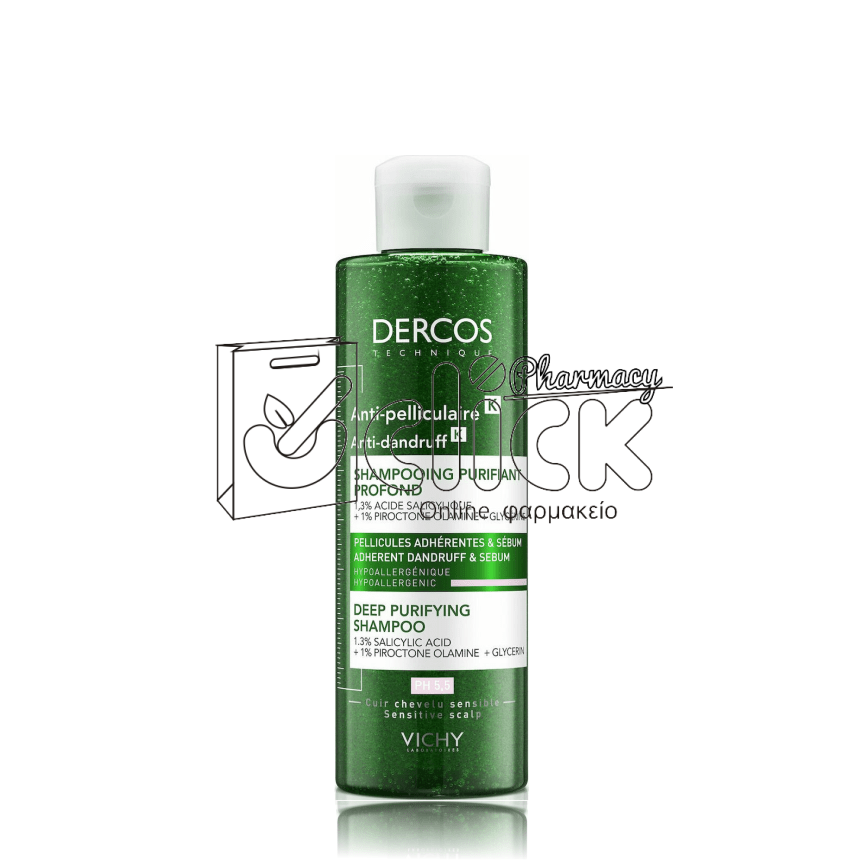 VICHY Dercos Anti Dandruff Κ Αντιπυτιριδικό Σαμπουάν για Ευαίσθητο Τριχωτό 250ml 
