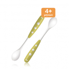 NUK Easy Learning Μαλακό Κουτάλι Φαγητού με Κοίλο Τμήμα από Σιλικόνη από τον 4o μήνα 2 τεμάχια - Λαχανί