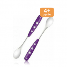 NUK Easy Learning Μαλακό Κουτάλι Φαγητού με Κοίλο Τμήμα από Σιλικόνη από τον 4o μήνα 2 τεμάχια - Μωβ